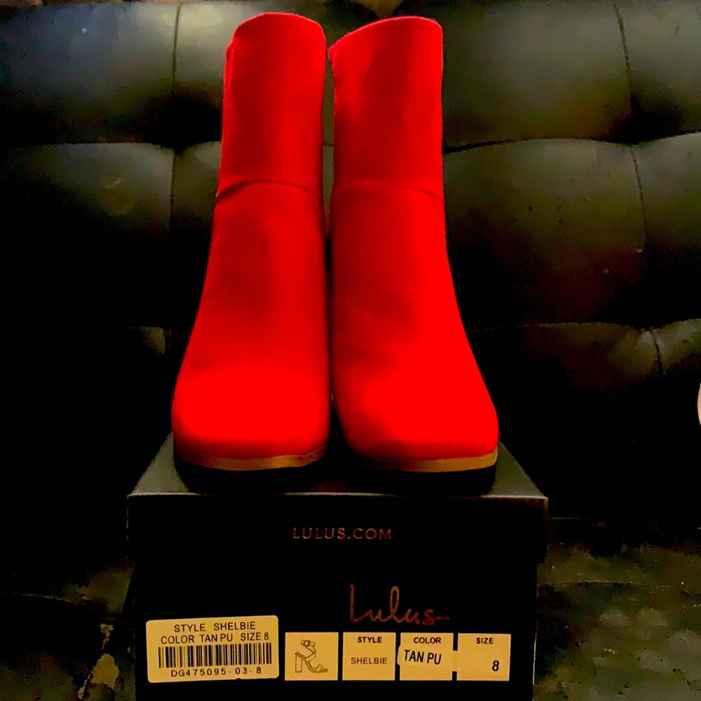 Bright red never been worn booties